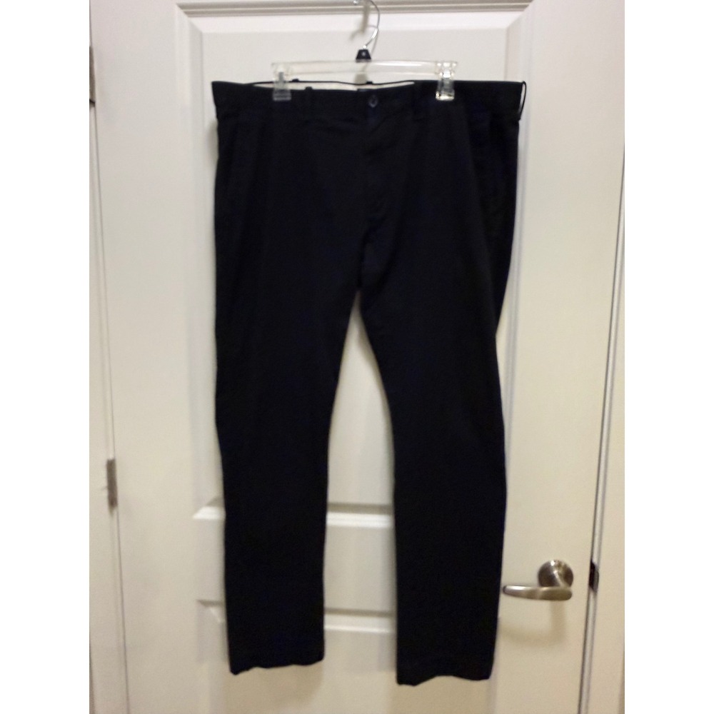 J.Crew Flex Slim Chino Pants Mens 38x32 Black Flat Front Stretch Cotton Trousers